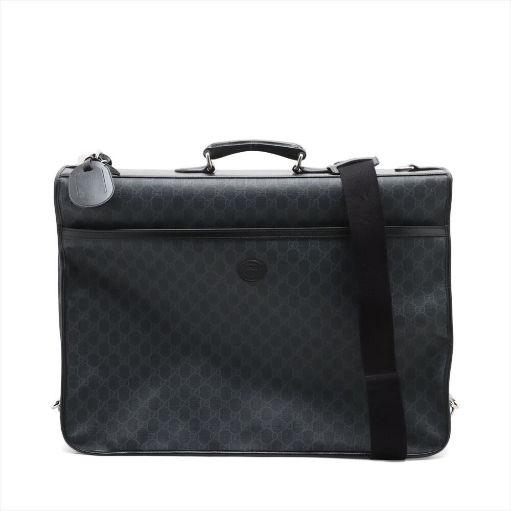 Gucci GG Supreme Leather Shoulder Bag Black Hangers